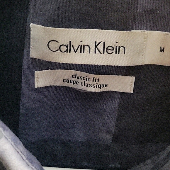 MENS Clavin Klein Dress Shirt plad color Blue black Size M - Picture 3 of 8